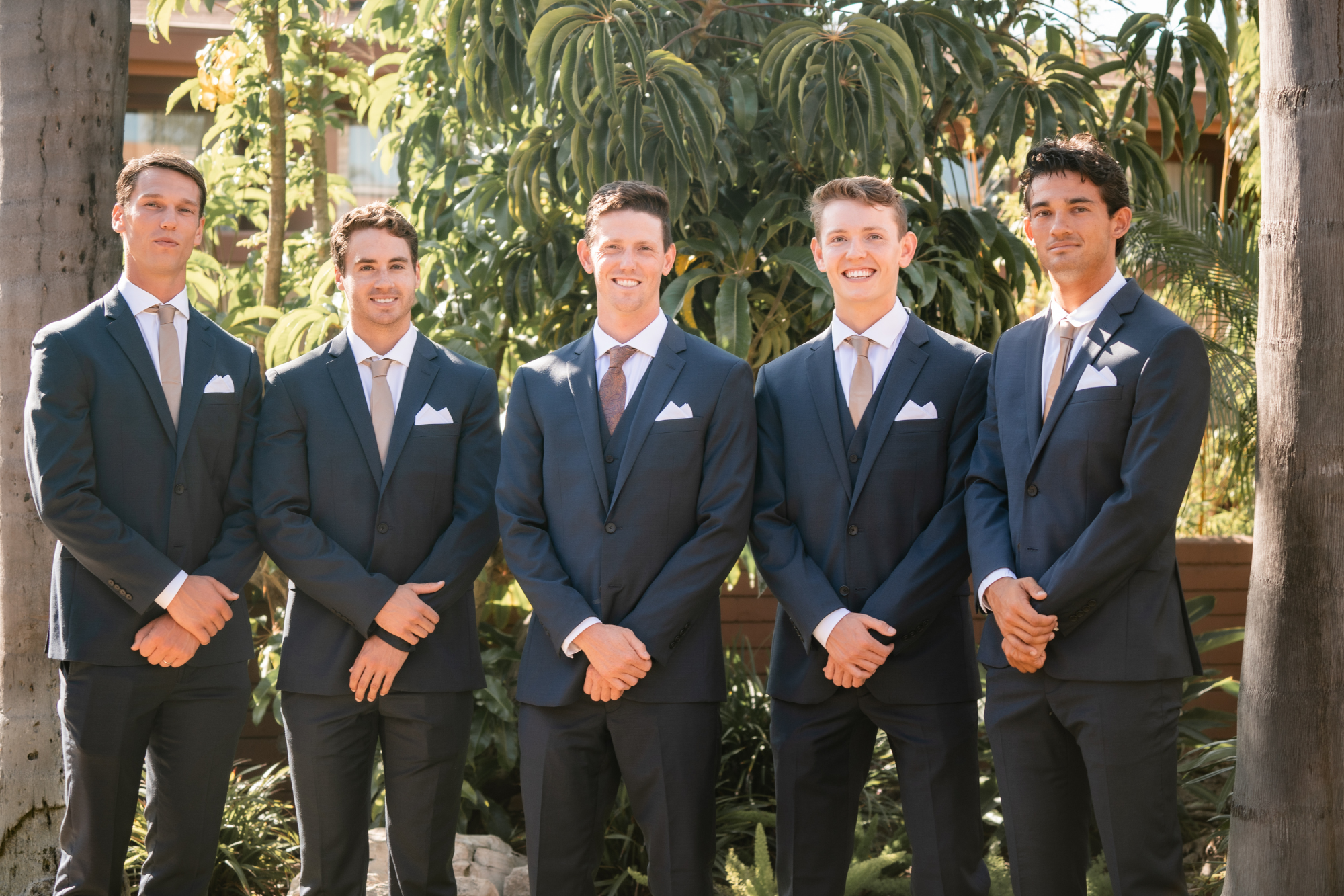 Groomsmen portrait at a San Diego wedding, captured in natural light by Fonseca Hansen Media.